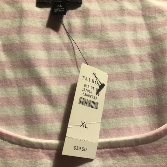 Talbots Pink and White Striped Sleeveless T-Shirt; NWT; 100% cotton and machine - Picture 5 of 8